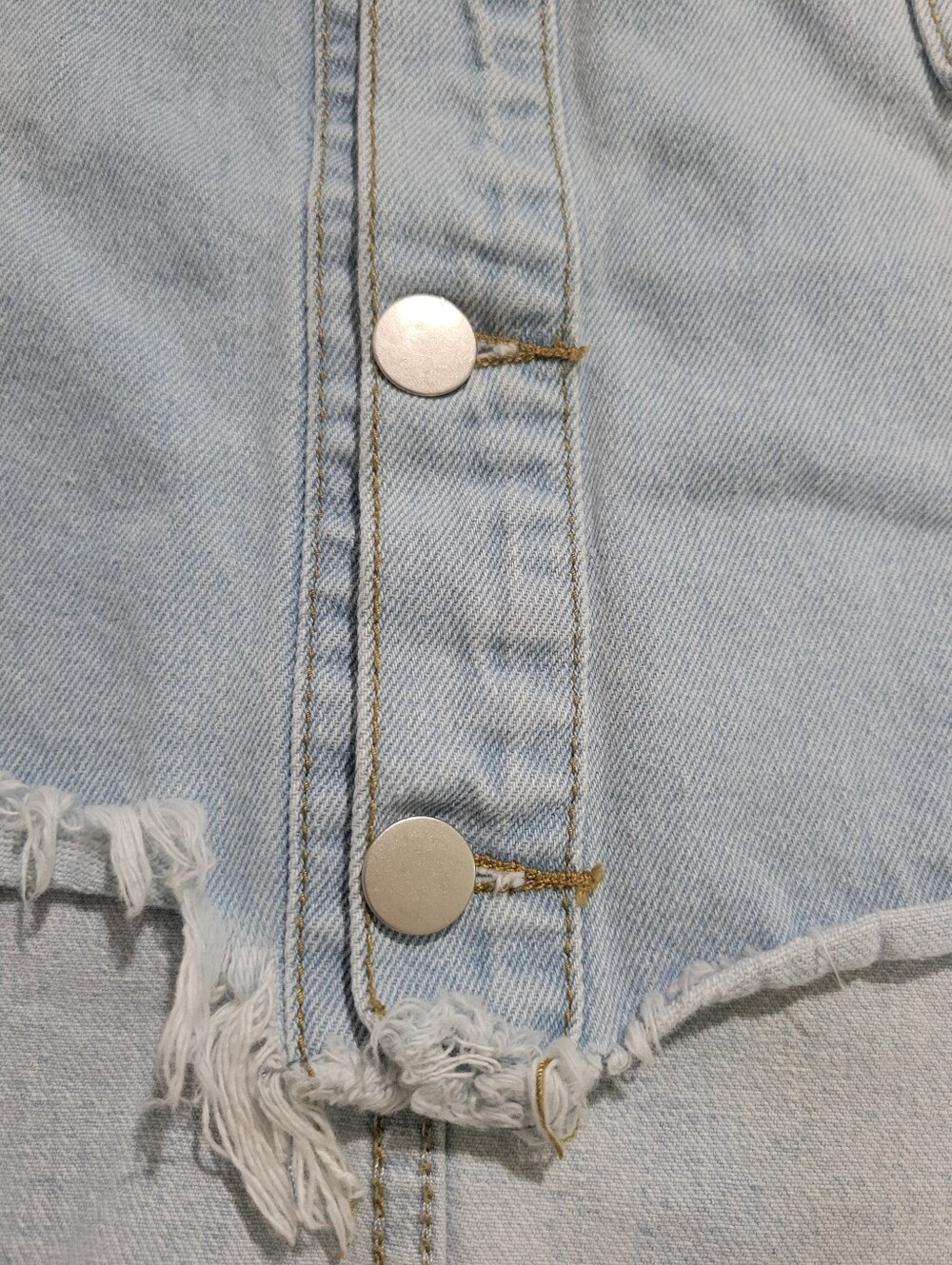 Nasty Gal High-Low Denim Mini Jean Skirt Size 6 Button Down Raw Hem Light Blue - Picture 7 of 9